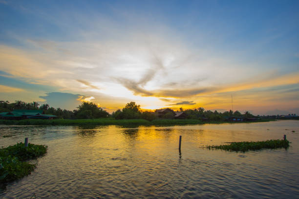 istock Twilight sky at Tha Chin river(Maenam Tha Chin),Nakhon Pathom,Thailand 1358352644