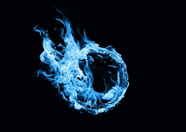 иллюстрация горящего синего огненного шара - blue gas flame стоковые фото и изображения