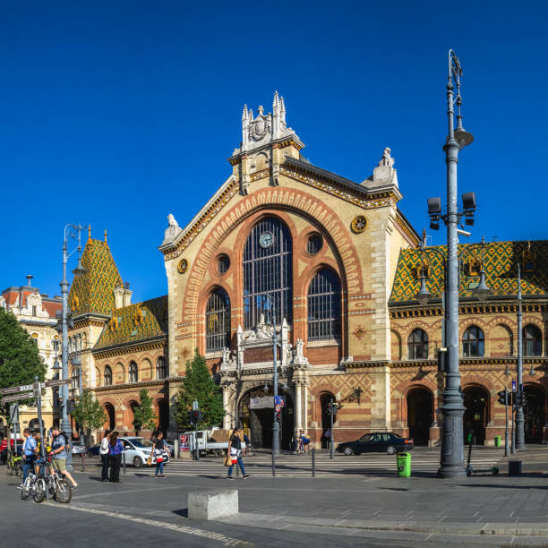Budapest, Hungary 17.08.2021. Old historical building of the Central market in Budapest, Hungary, on a sunny summer day