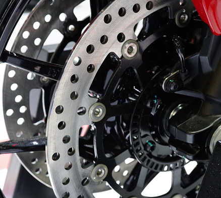 close-up photo of motorcycle brake