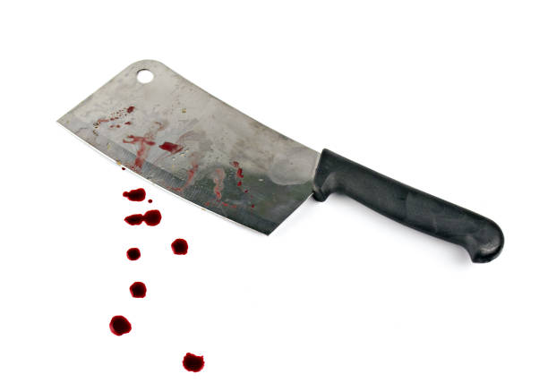 istock A Knife with blood isolated on white background. concept violence and murder. 1358363767