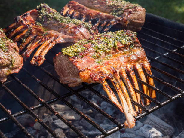 istock Rack of Lamb on the BBQ Grill 1358369376