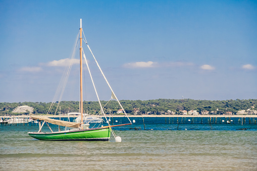 Sail pinasse, a wooden boat typical of the Arcachon bay, France