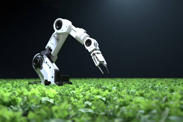 スマートロボット農家のコンセプト、ロボット農家、農業技術、ファームオートメーション - 自動溶接トーチ ストックフォトと画像