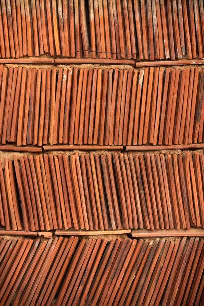 Red background of bricks and tiles.