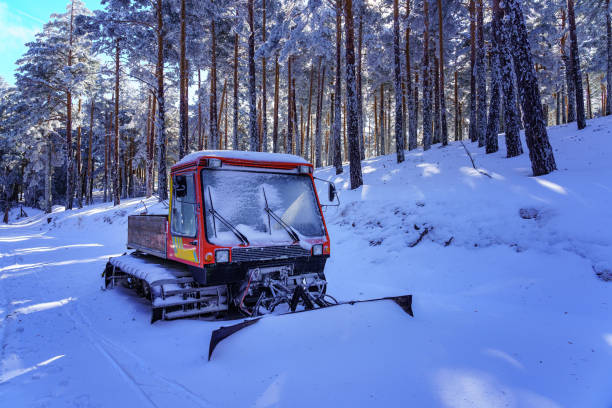 istock Snow-covered snowplow on the snowy forest path. Guadarrama Madrid. 1358376652