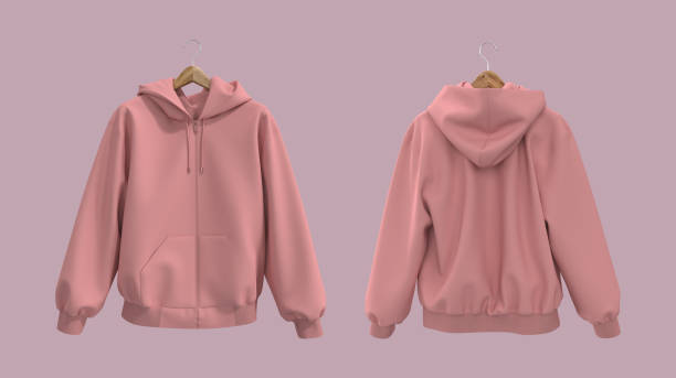 istock Blank hooded sweatshirt mockup with zipper in front, side and back views 1358380325
