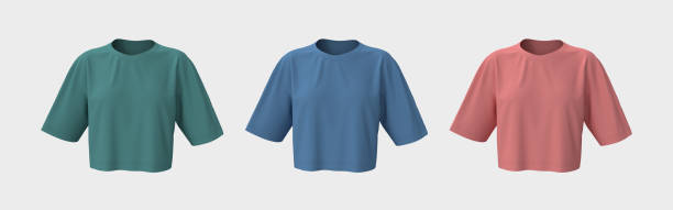 istock Women's crop top t-shirt mockup in front view, design presentation for print 1358381376