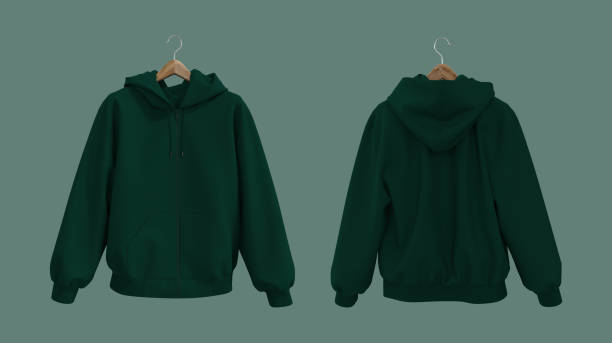 istock Blank hooded sweatshirt  mockup with zipper in front, side and back views, 3d rendering, 3d illustration 1358382068