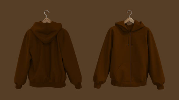 istock Blank hooded sweatshirt  mockup with zipper in front, side and back views, 3d rendering, 3d illustration 1358382069