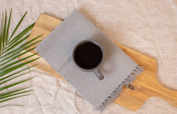 istock filter coffee cup and empty space on wooden table, top view style 1358387365