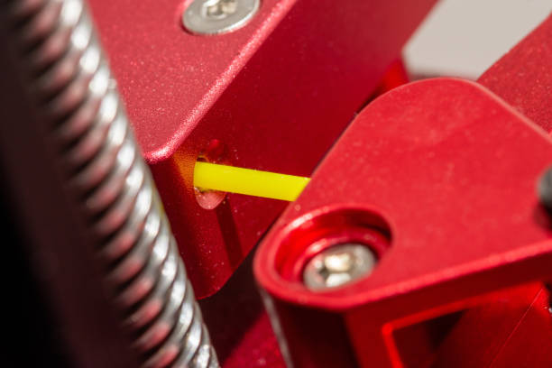 istock Close up of filament guide of 3D printer. 1358389784
