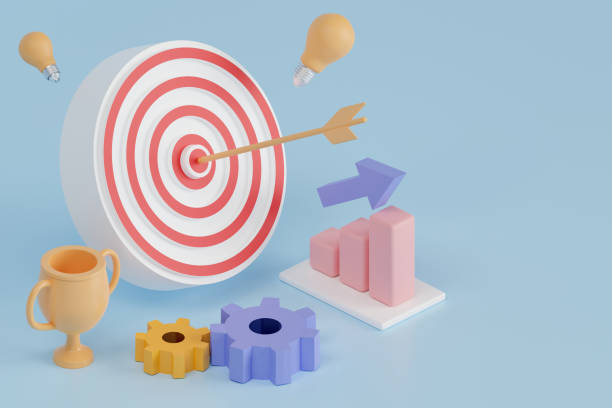 istock 3d rendering concept business target, goal and achievement. 1358390684