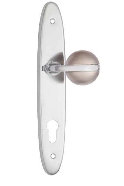 istock Metal door handle , Silver steel door handle 1358398213