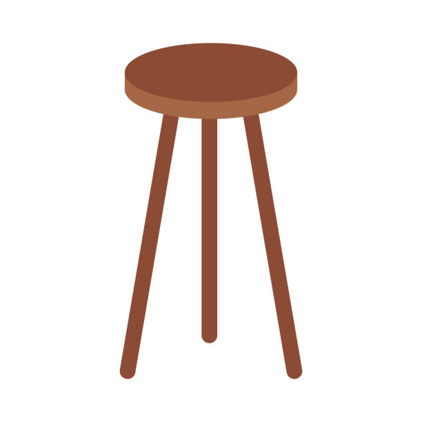 illustrations, cliparts, dessins animés et icônes de icône de tabouret de bar à trois pattes, illustration de stock de tabouret en bois - isolated on brown