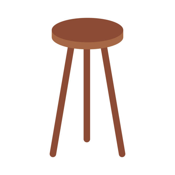 ilustrações de stock, clip art, desenhos animados e ícones de three legged bar stool icon, wooden stool stock illustration - antique furniture old old fashioned