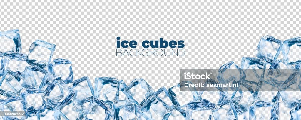 Реалистичный фон кубиков льда, хрустальные ледяные глыбы - Векторная графика Лёд роялти-фри