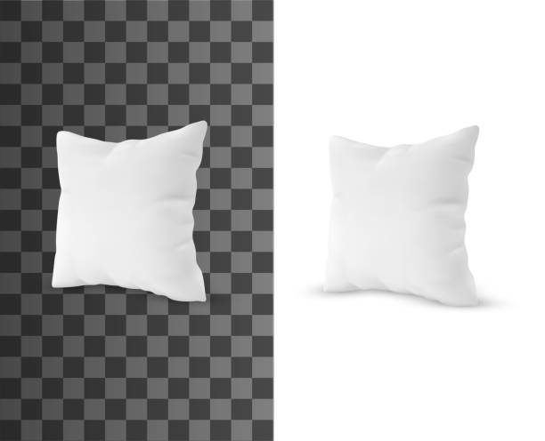 ilustrações, clipart, desenhos animados e ícones de travesseiro branco quadrado, almofada vetorial realista - cushion