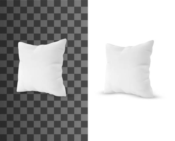 квадратная белая подушка, реалистичная векторная подушка - pillow cushion vector bedding stock illustrations