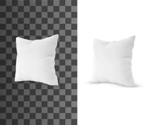 Vector illustration of Square white pillow, realistic vector cushion