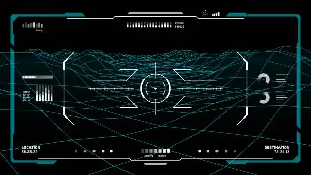 Vector illustration of HUD futuristic monitor screen interface, target ui