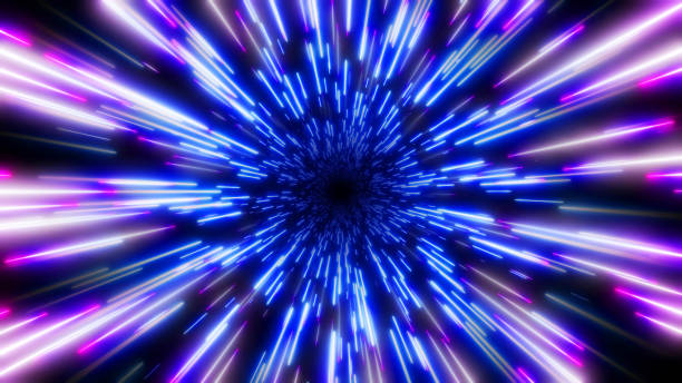 istock Abstract background neon glow white blue colors, cosmic speed concept 1358413230