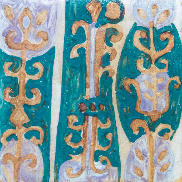 azulejo floral georgiano tradicional - georgiano estilo fotografías e imágenes de stock