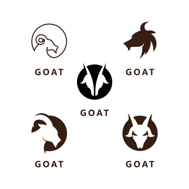 ilustrações, clipart, desenhos animados e ícones de modelo vetorial do ícone do ícone do logotipo de cabra - goat animal black domestic animals
