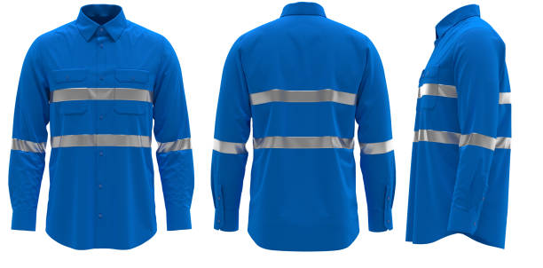 istock Solid Blue Hi-Vis workwear shirt, Safety shirt 1358420558
