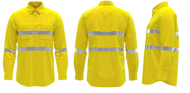 istock Solid Yellow  Hi-Vis workwear shirt, Safety shirt 1358420560