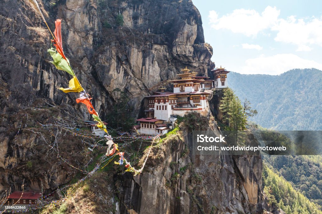 View at Tiger's Nest moanstery (Taktshang Goemba) in Paro, Bhutan, Asia Taktsang Monastery Stock Photo