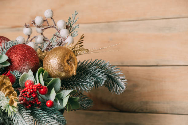 istock Handmade Christmas decoration on a light wooden background. 1358423201