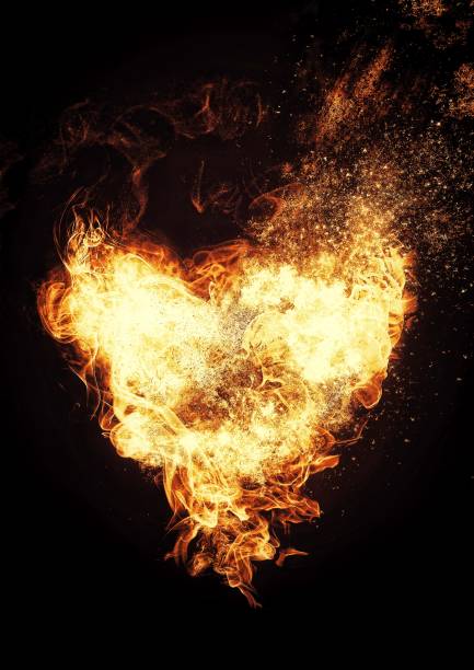 istock Illustration of a flame burning in a heart shape 1358425133
