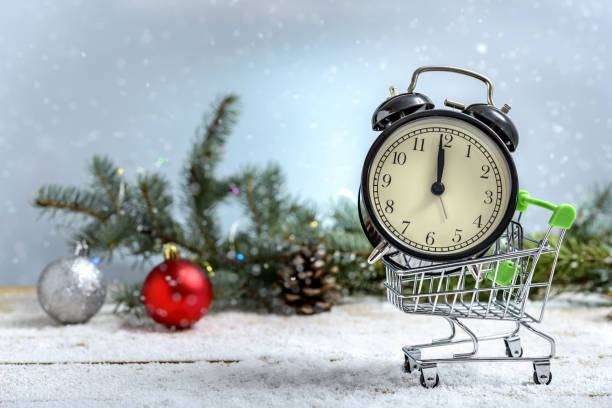 istock Vintage clock in a shopping cart 1358430186