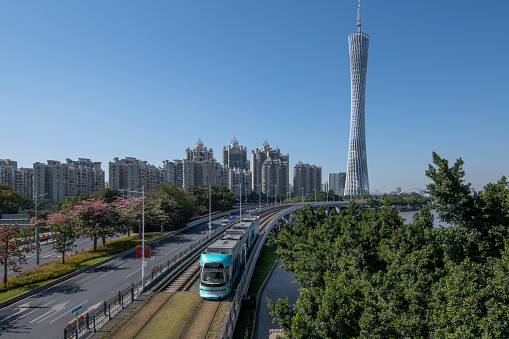 Guangzhou tower and sightseeing bus