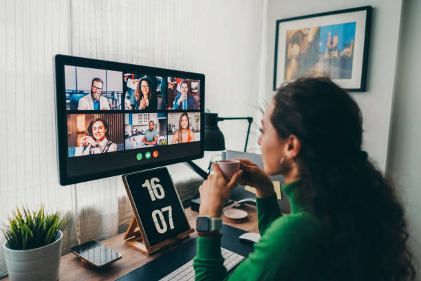 istock Business meeting on video call during COVID-19 lockdown 1358435937