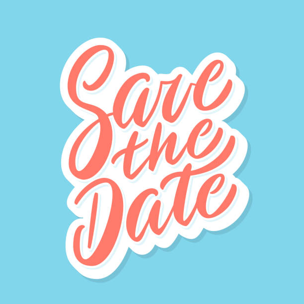 illustrazioni stock, clip art, cartoni animati e icone di tendenza di salva la data. lettering vettoriale scritto a mano. - save the date frase breve