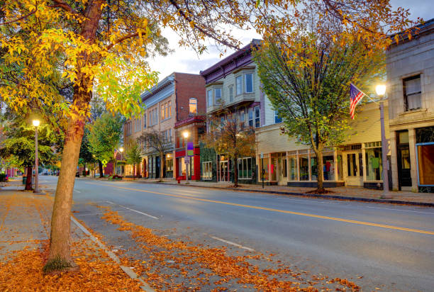 Autumn in Bennington, Vermont stock photo