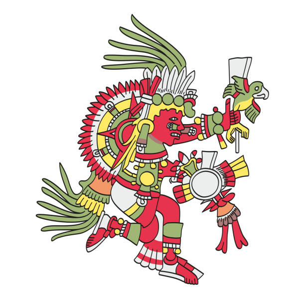 Tonatiuh, the fifth sun or Nahui Ollin, an Aztec sun god Tonatiuh, the fifth sun or Nahui Ollin, Aztec sun god. Should mankind fail, the fifth sun will go black, the world will be shattered by catastrophic earthquakes and the Tzitzimimeh will slay humanity. tonatiuh stock illustrations