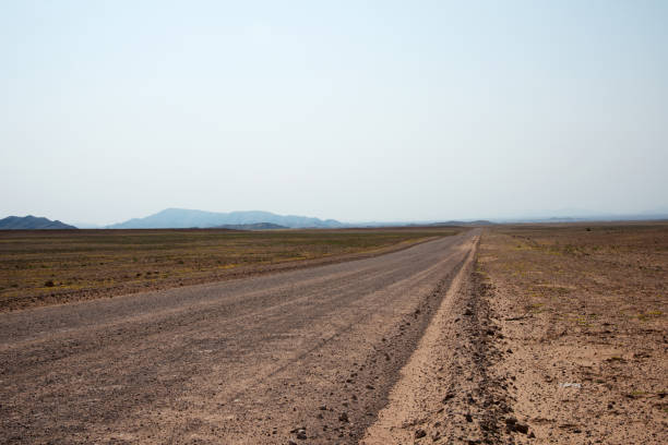 istock Sandy empty road crossing the namibian desert. Namibia 1358449053