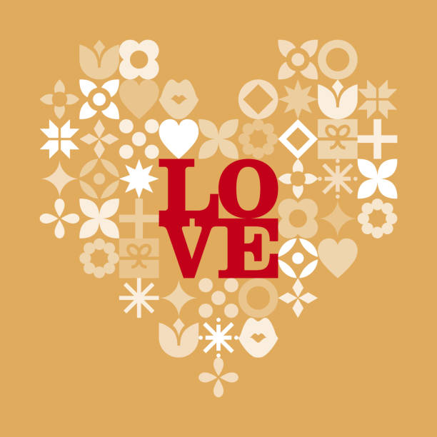 Abstract heart valentine card vector art illustration