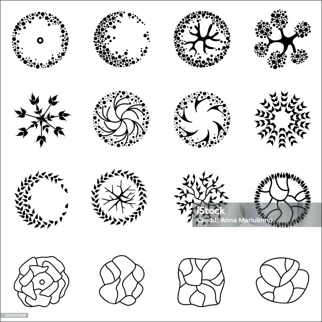 Tree Plan Library Trees For Plans For Architectural Floor Plans Or Landscape Designs ...
