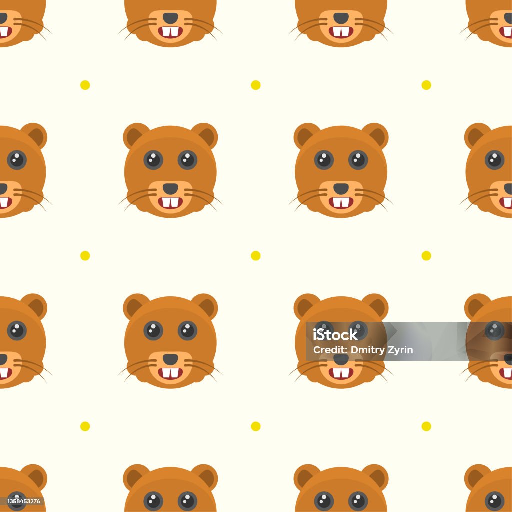 Beaver Texture Seamless Pattern Abstract Elements Animal Beaver Head Wildlife Vector ...