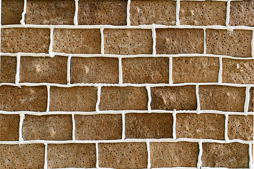 a brick wall made from gingerbread cookies for background