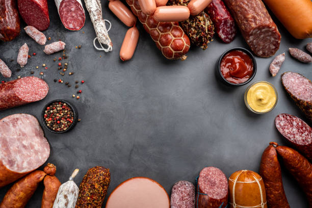 istock Set of different types of sausages 1358463179