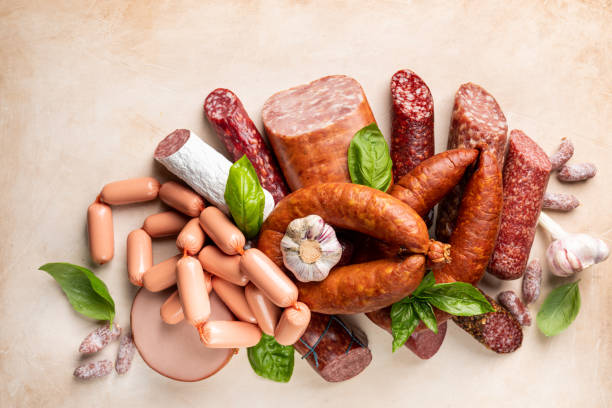 istock Set of different types of sausages 1358463181