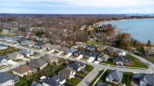 istock Residential neighbourhood from the sky 1358463627