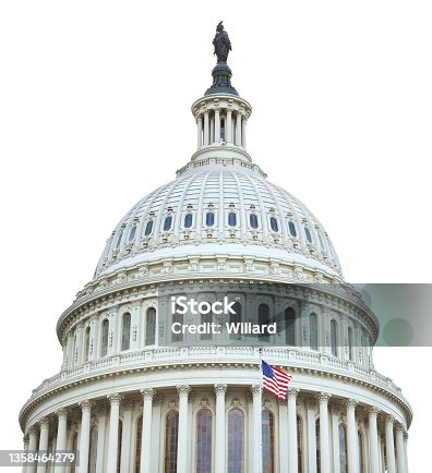 istock US Capitol dome with American flag isolated on white background 1358464279