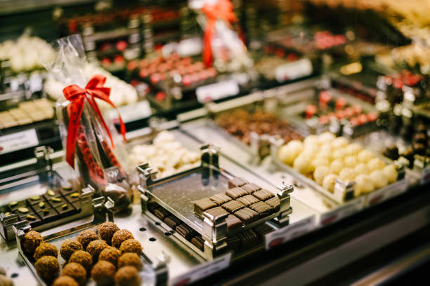 istock Various chocolates on the showcase of a pastry shop 1358468073