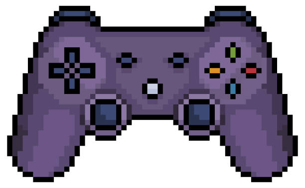 ilustrações, clipart, desenhos animados e ícones de pixel art videogame joystick 8bit - game controller